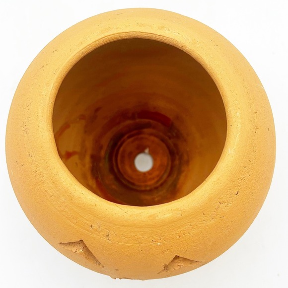 Vintage Terra Cotta Jack O'Lantern Hewell's Pottery Gillsville GA 6.75" H - Picture 8 of 10